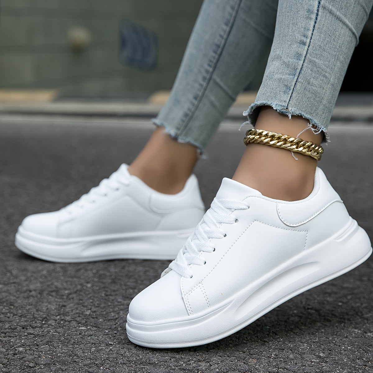 Dames sneakers | Comfortabele lage sportschoenen met dikke zool