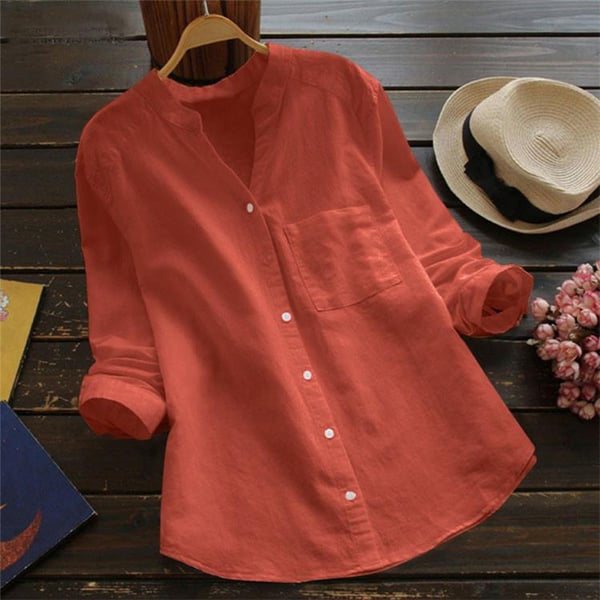 Luchtige dames blouse | Losvallende lange mouwen met borstzak