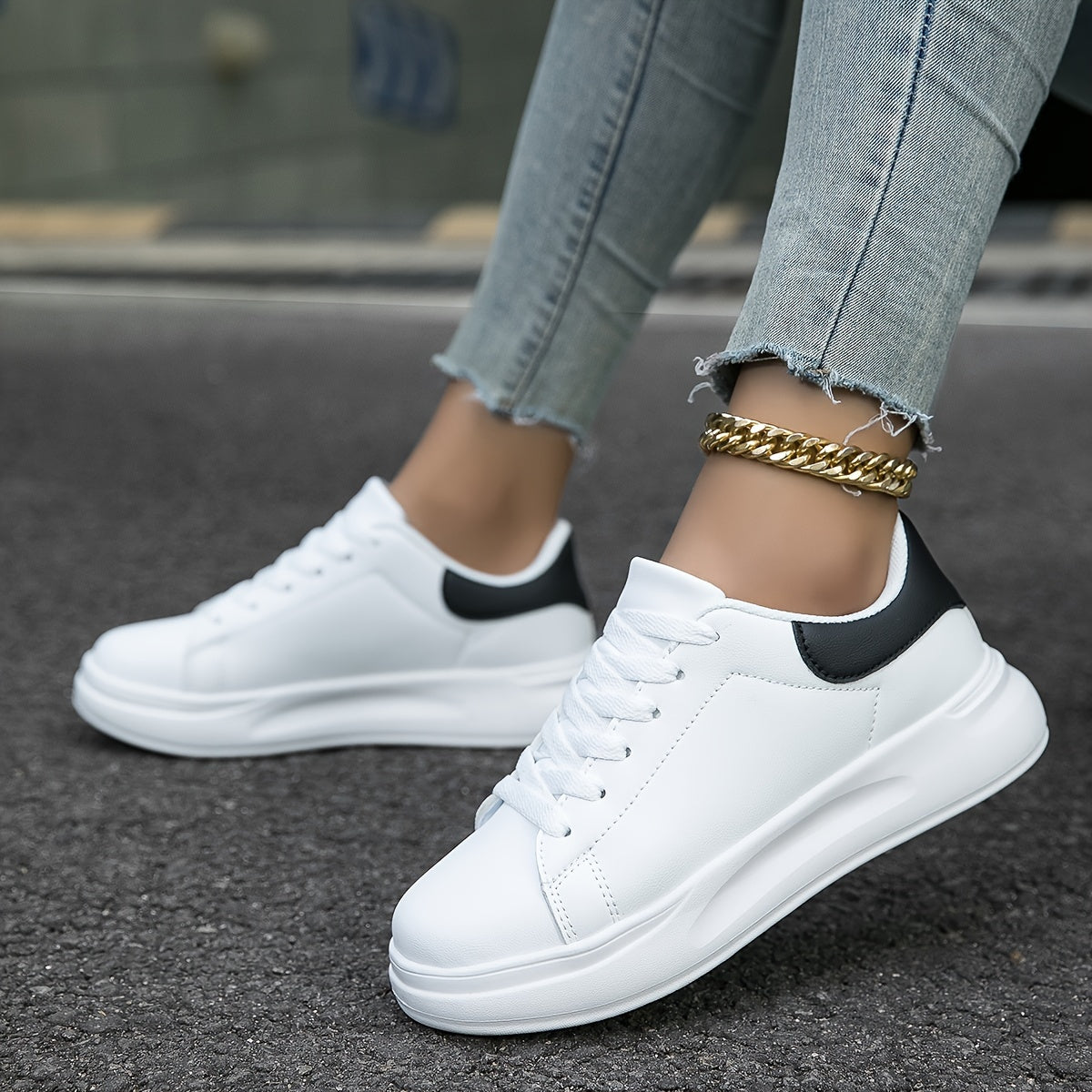 Dames sneakers | Comfortabele lage sportschoenen met dikke zool