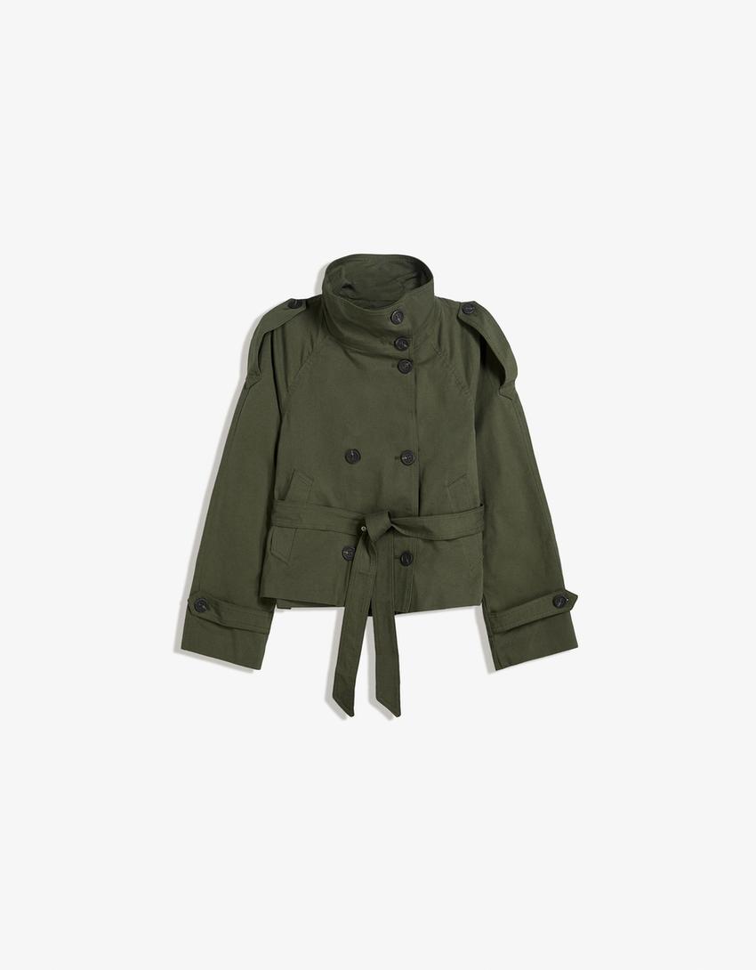 Kort dames trenchcoat jasje met ceintuur