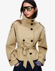 Kort dames trenchcoat jasje met ceintuur
