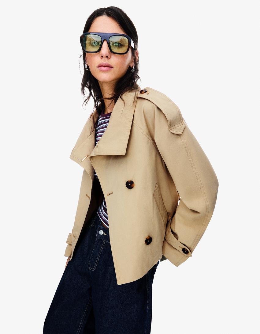 Kort dames trenchcoat jasje met ceintuur