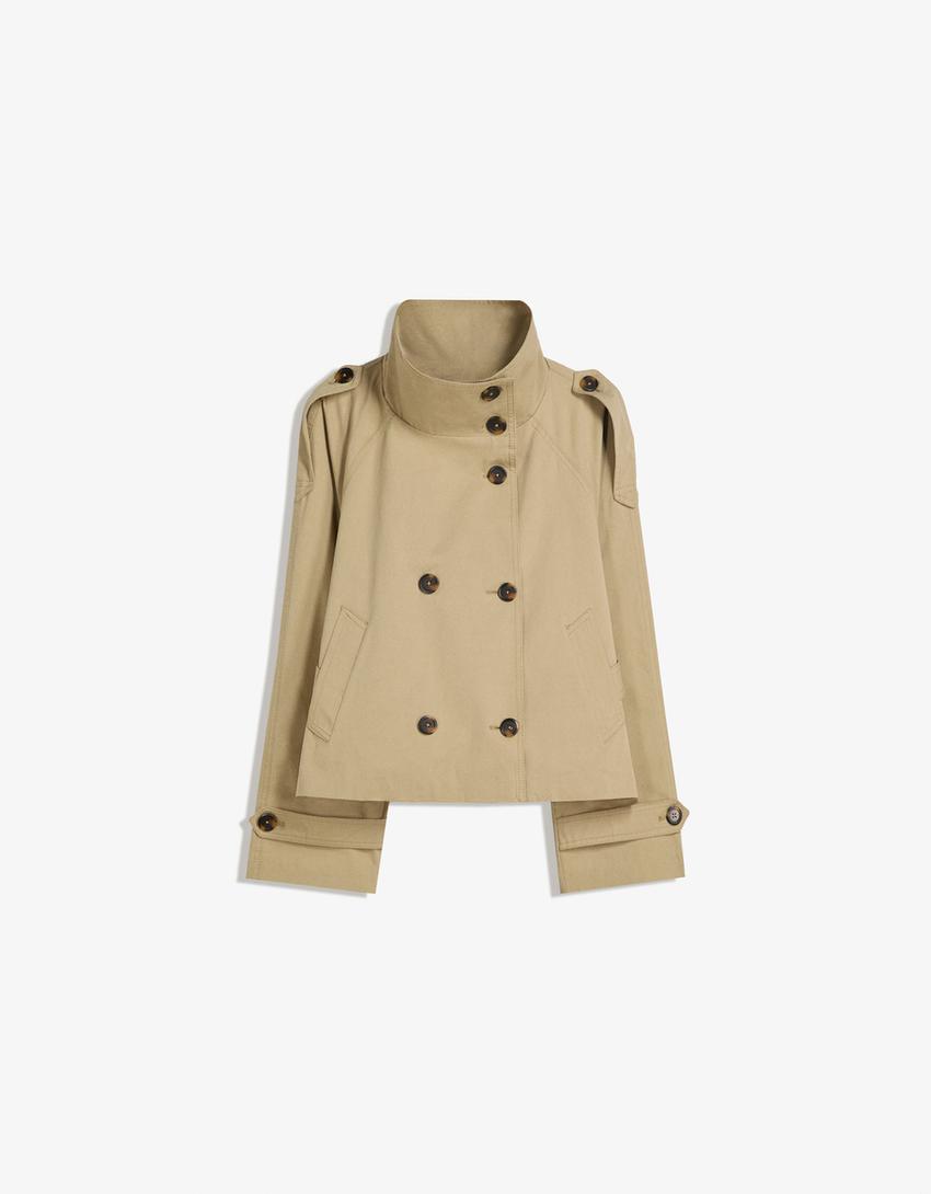 Kort dames trenchcoat jasje met ceintuur