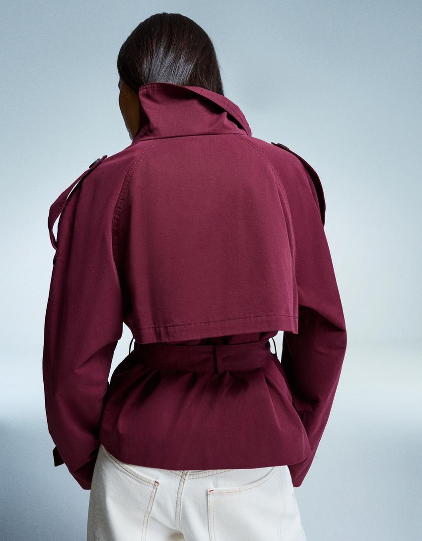 Kort dames trenchcoat jasje met ceintuur