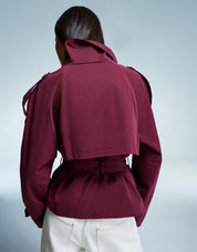 Kort dames trenchcoat jasje met ceintuur