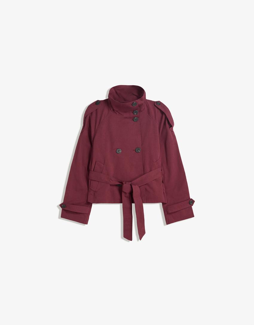 Kort dames trenchcoat jasje met ceintuur