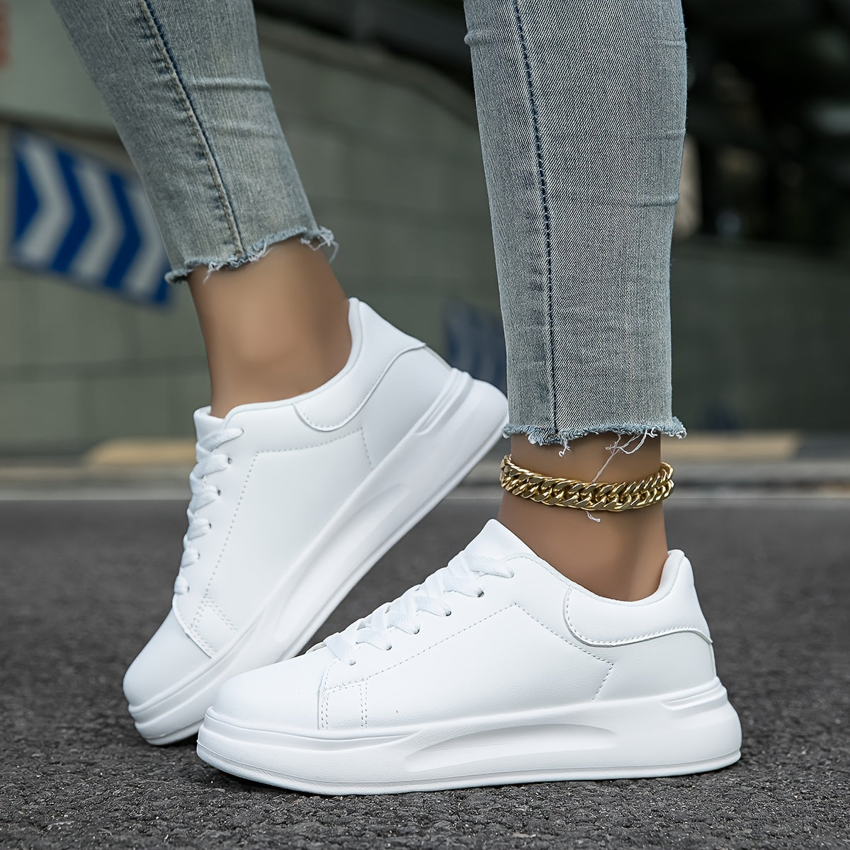 Dames sneakers | Comfortabele lage sportschoenen met dikke zool