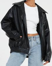 Leren look jas dames - Oversized met handige zakken