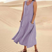 Dames zomerjurk mouwloos - Ronde hals relaxed fit