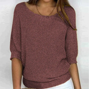 Luchtige dames trui | Halflange mouw gebreid shirt