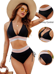 Ladies bikini set with high waist and top