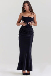 Satijnen Strapless Corset Maxi Jurk