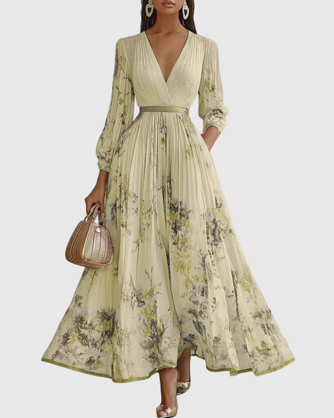 Dames zomerjurk maxi met bloemenprint en V-hals