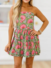 Dames zomerjurk met halternek en bloemenprint mini