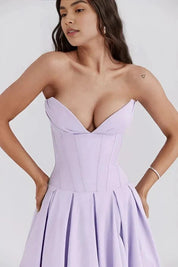Corset Midi Jurk met Volle Rok