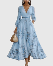 Dames zomerjurk maxi met bloemenprint en V-hals