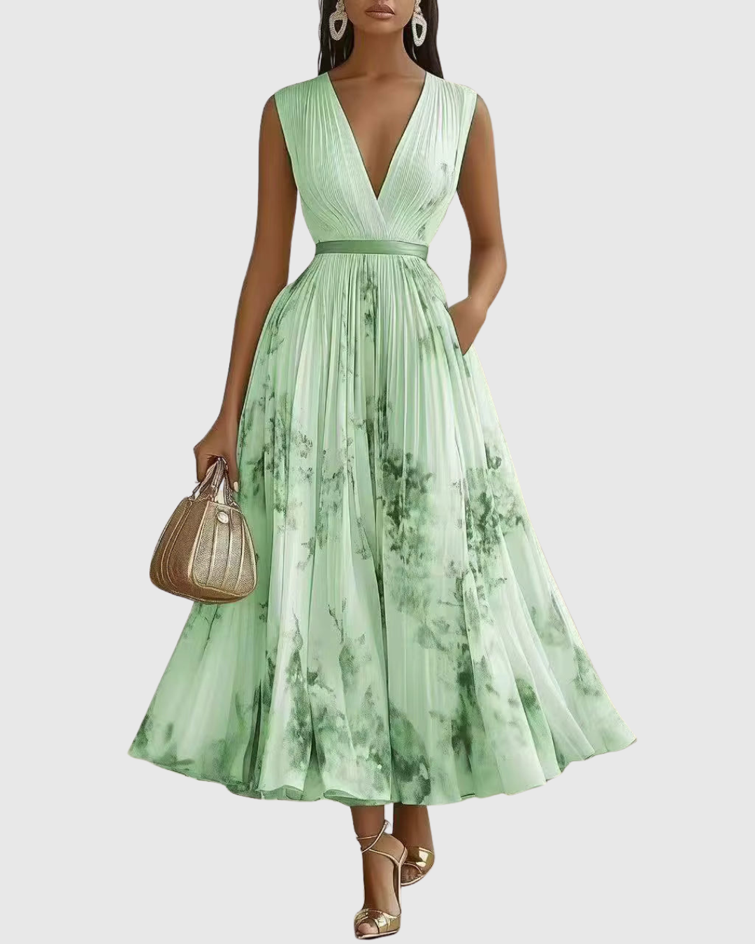 Dames zomerjurk maxi met bloemenprint en V-hals