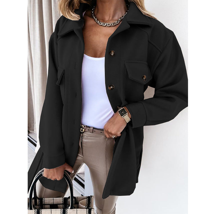 Dames Kort Jack Oversized met Opstaande Kraag | Shacket met Borstzakken