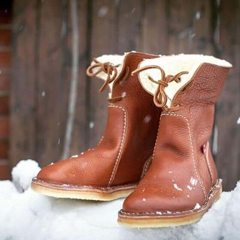 Dames Winterlaarzen met Zachte Voering | Laarzen met Veters en Platte Zool