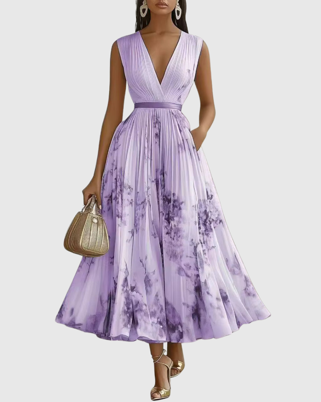 Dames zomerjurk maxi met bloemenprint en V-hals