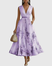 Dames zomerjurk maxi met bloemenprint en V-hals