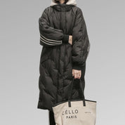 Dames lange gewatteerde winterjas | Warme puffer jas met capuchon