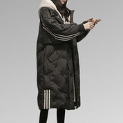 Dames lange gewatteerde winterjas | Warme puffer jas met capuchon