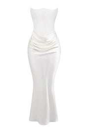 Satijnen Strapless Corset Maxi Jurk