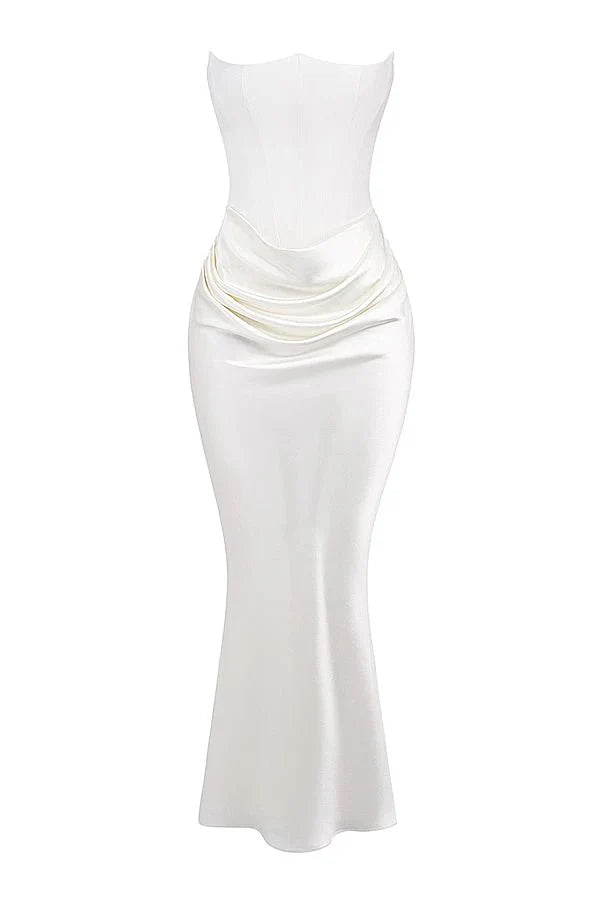 Satijnen Strapless Corset Maxi Jurk