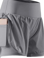 Dames sportshorts high waist met zakken voor fitness