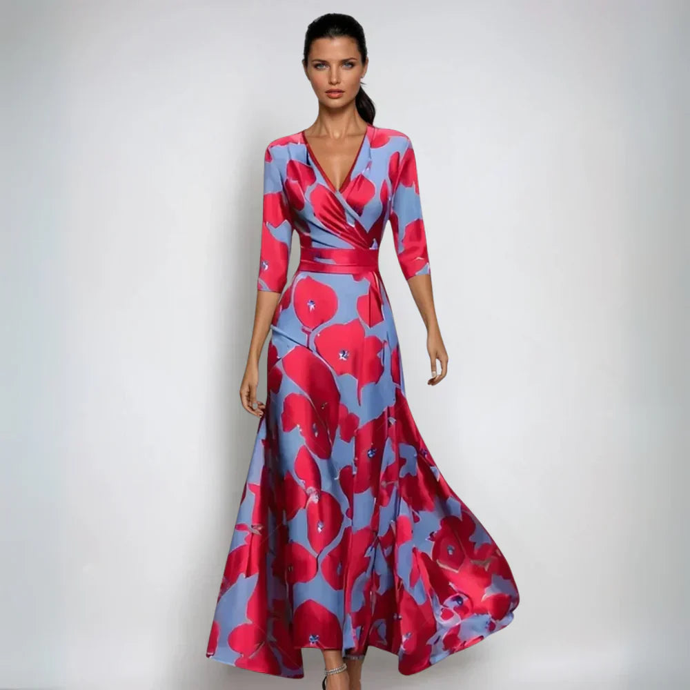 Maxi Jurk Dames Bloemenprint – Lange V-hals Jurk Zomer & Feest