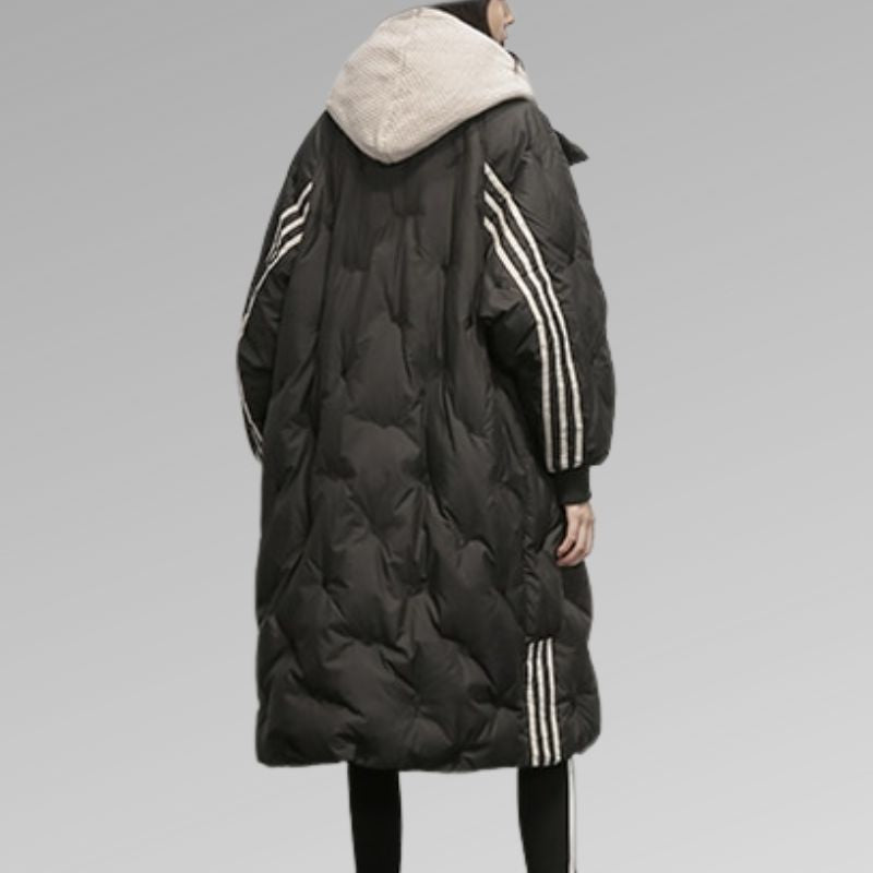 Dames lange gewatteerde winterjas | Warme puffer jas met capuchon