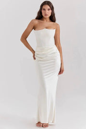 Satijnen Strapless Corset Maxi Jurk