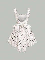 Dames mini zomerjurk mouwloos met stippen en V-hals