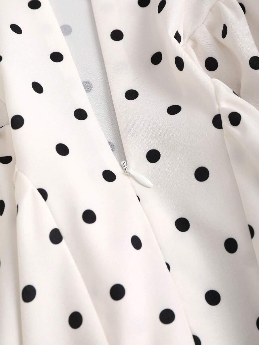 Dames mini zomerjurk mouwloos met stippen en V-hals