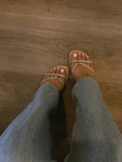 Dames glitter teenslippers plat zomer - Zilver en zwart