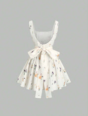 Dames mini zomerjurk mouwloos met stippen en V-hals