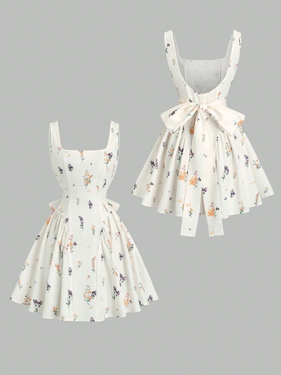 Dames mini zomerjurk mouwloos met stippen en V-hals