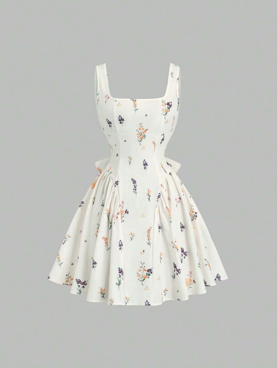 Dames mini zomerjurk mouwloos met stippen en V-hals