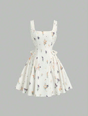 Dames mini zomerjurk mouwloos met stippen en V-hals