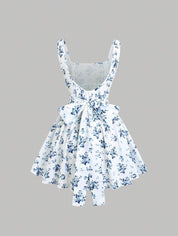 Dames mini zomerjurk mouwloos met stippen en V-hals