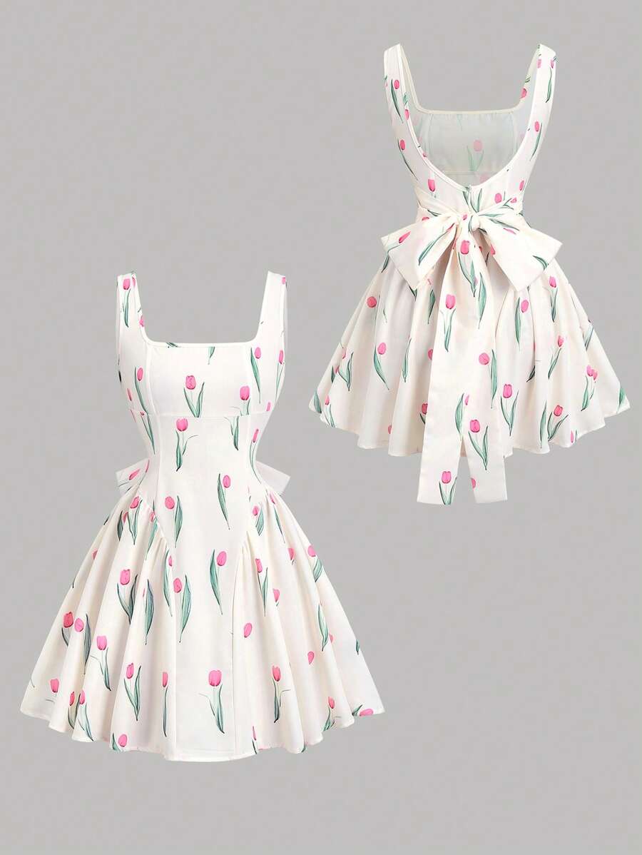 Dames mini zomerjurk mouwloos met stippen en V-hals