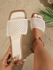 Dames zomersandalen met visnet patroon platte zool