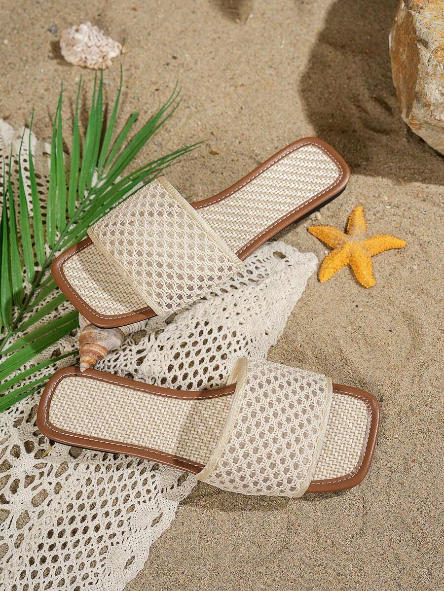 Dames zomersandalen met visnet patroon platte zool