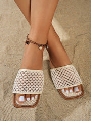 Dames zomersandalen met visnet patroon platte zool