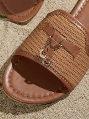 Dames zomersandalen met visnet patroon platte zool