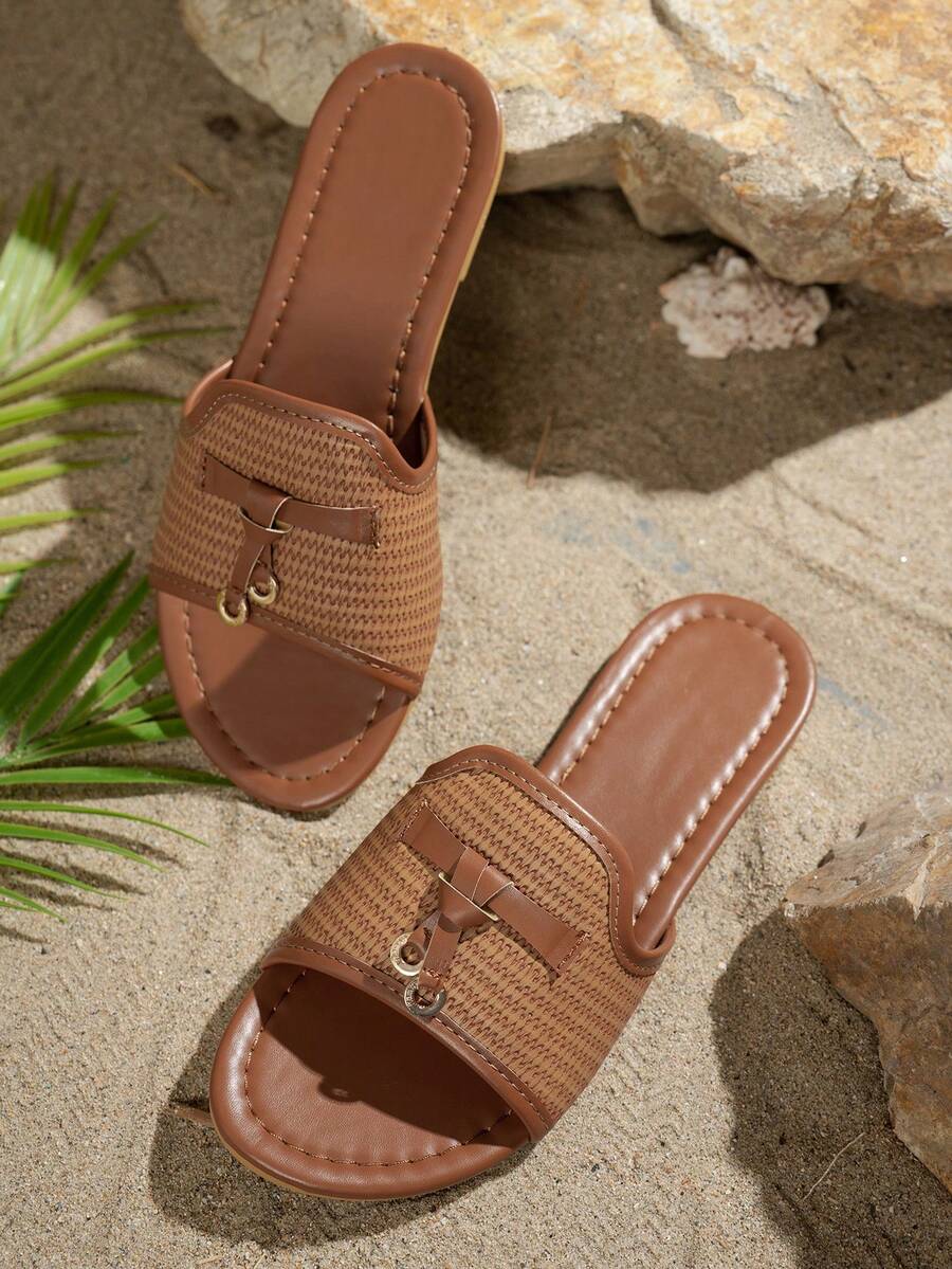 Dames zomersandalen met visnet patroon platte zool