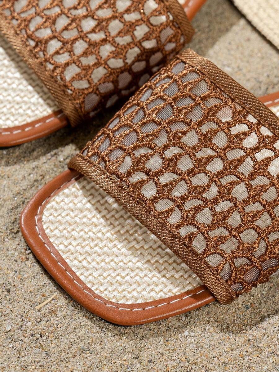 Dames zomersandalen met visnet patroon platte zool