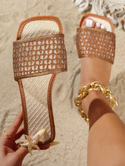 Dames zomersandalen met visnet patroon platte zool