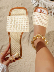 Dames zomersandalen met visnet patroon platte zool